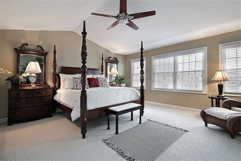 Master Bedroom With Dark Wood Furniture Stock Photo Image Of