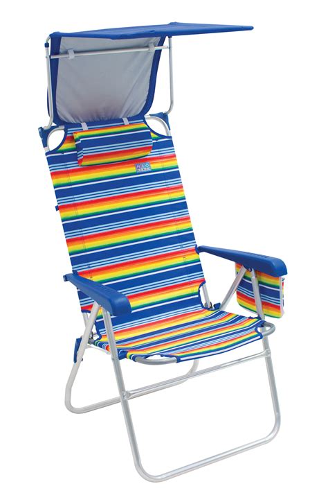 Rio Beach Hi Boy Aluminum Beach Chair With Canopy Multicolor Stripe