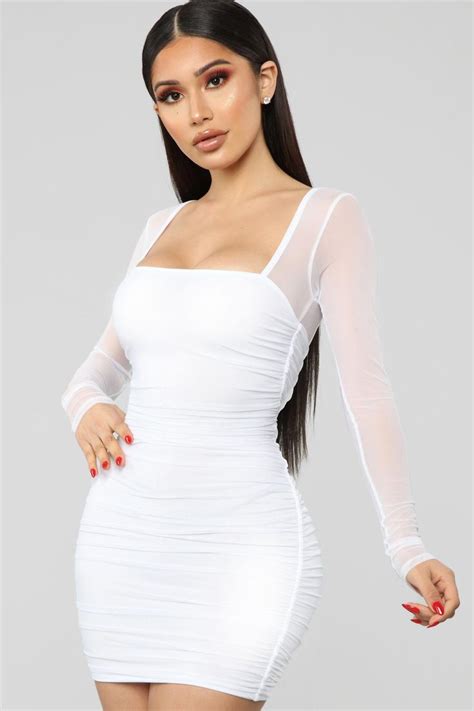 Fashiondressesonline White Mini Dress White Bodycon Dress Outfit Fashion Nova White Dress