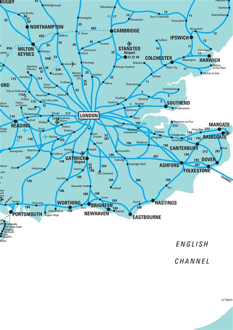 Rail map of the South East of England