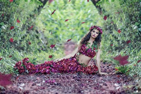 Maybe you would like to learn more about one of these? Wallpaper : forest, leaves, women outdoors, model, flowers ...