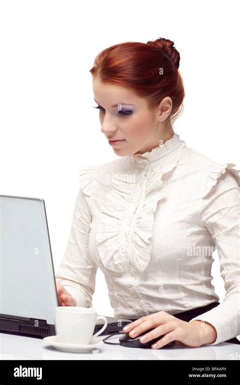 Business Woman Working On Her Laptop Stock Photo Alamy