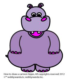 The size of the noodle will determine the real size of your hippo's body. Web E Wanda How to Draw A Cartoon Hippo - Hippopotamus