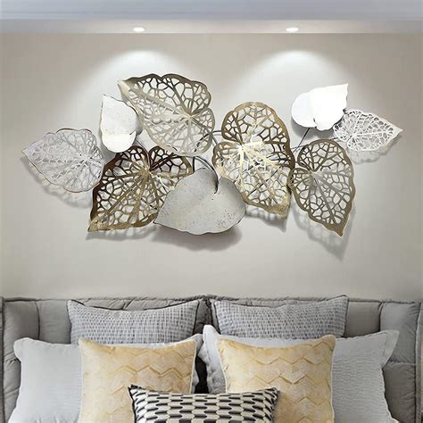 Luxury Metal Wall Art, Handmade 3D Leaves Wall Decor Nature Home