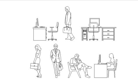 Office Furniture And People Blocks Cad Drawing Details Dwg File Cadbull