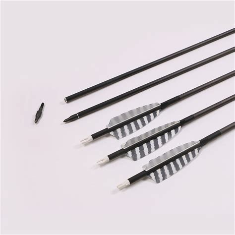 Free Shipping 6pcs Pure Carbon Fiber Arrows 32inch 400 Spine 4inch