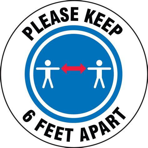Please Keep Six Feet Apart Safety Label Ladm569
