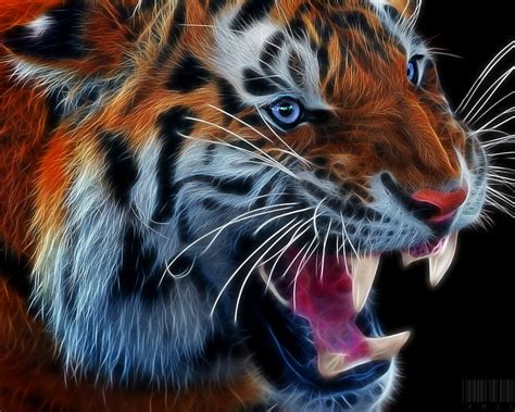 1920x1080px 1080p Free Download Angry Tiger Fractal Animals Big