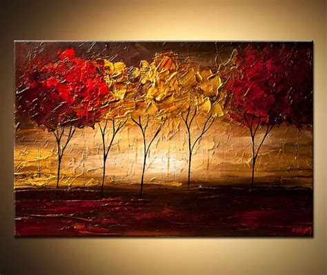 Landscape Abstract Contemporary Blooming Tree Painting Acrylic Etsy