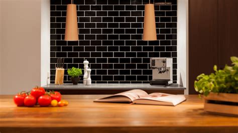 Subway Tiles Black Contemporary Kitchen Melbourne By Bespoke