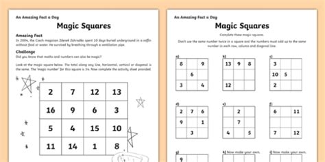 Magic Squares Worksheet Twinkl Maths Resources