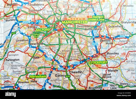 Road Map Of Manchesterengland Stock Photo Alamy