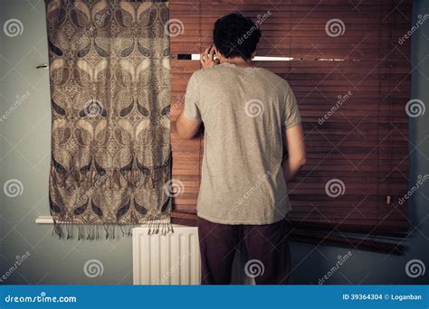 Peeping Tom Looking Through Blinds Stock Photo Image Of Person Neighbor