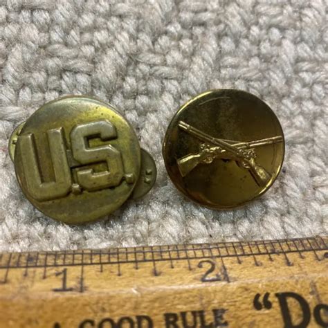 Vintage Army Us Military Brass Screw Back Crest Pin 34 Inch 099