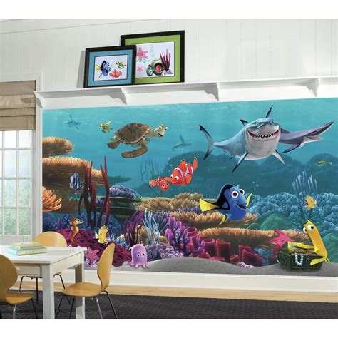 This wall art will create personalized environment. New XL FINDING NEMO WALLPAPER MURAL Kids Room or Bathroom ...