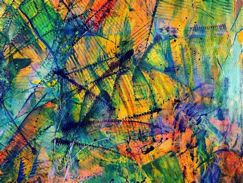 Detail Gestural Abstraction Vivid Colors Vibrant Action Painting