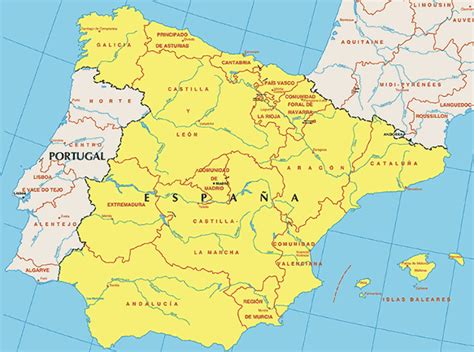 Spanien har 17 autonoma regioner med 50 provinser. Karta Frankrike Spanien | skinandscones
