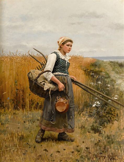 Girl In Harvest Field 1887 By Daniel Ridgway Knight American 1839