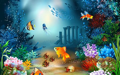 Download Underwater World Sea Life Vector Wallpaper Hd For Desktop By