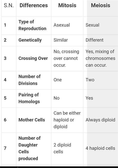 what are the differences between mitosis and meiosis