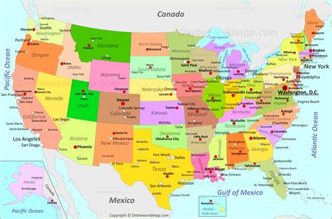 Map Of American States With Names And Capitals Download Them And Print