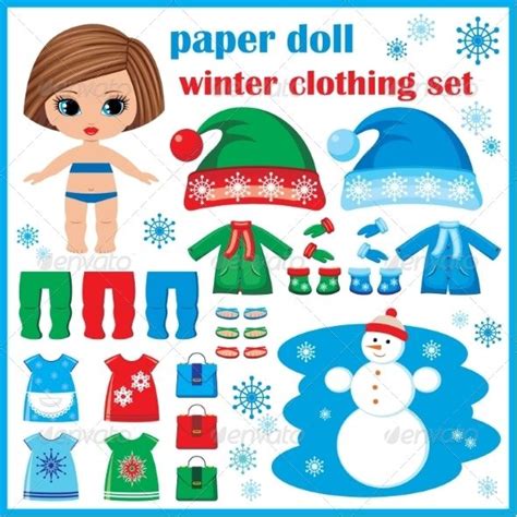 Paper Doll With Winter Clothes Set Princess Paper Dolls Printable