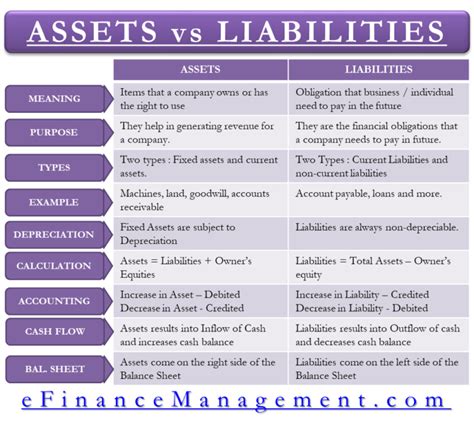 10 Ten Differences Between Assets Vs Liabilities Efinancemanagement