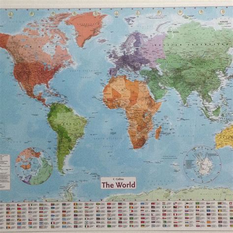 Wall Sticker World Map Large Map Of The World Poster With Country Flags