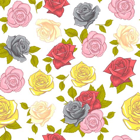 Flower Rose Seamless Pattern Vector Floral Rose Seamless Pattern