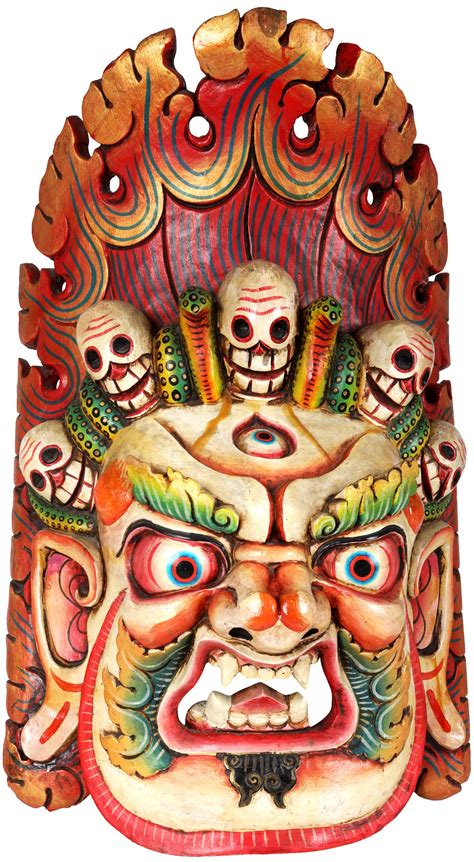 Tibetan Buddhist Mahakala Mask From Nepal Wall Hanging Exotic India Art