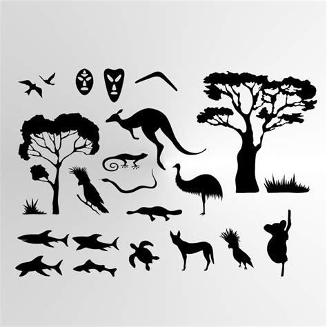 Set Of Animals Australia Reusable Stencil Sizes A5 A4 A3 Etsy