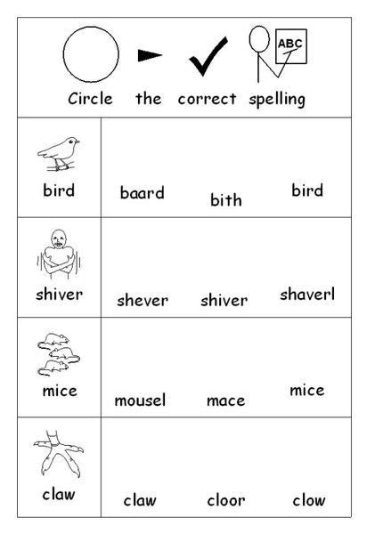 Circle The Correct Spelling Worksheet For 2nd Grade Lesson Planet