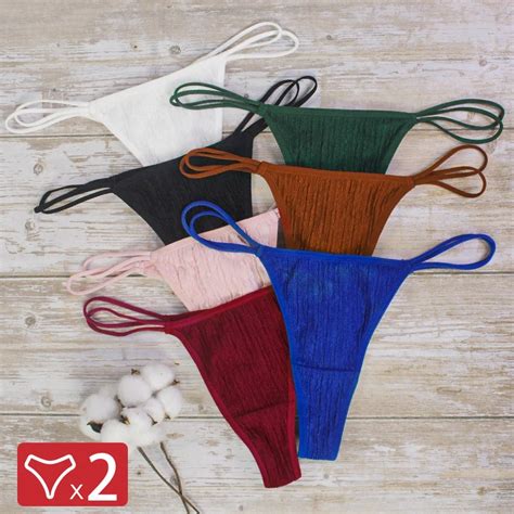 2pcs sexy g string thong women low waist panties female thongs solid underpants comfortable