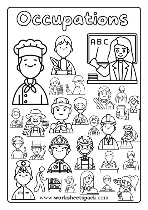 Jobs And Occupations Coloring Pages Free Pdf Worksheetspack