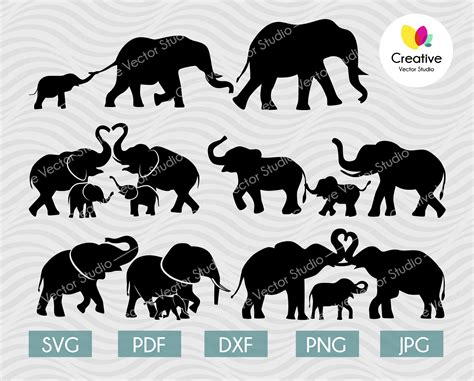 Elephant Family SVG Bundle | CreativeVectorStudio