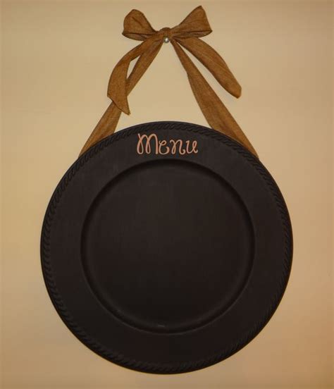 Plate Charger Painted With Chalkboard Paint Home Decor