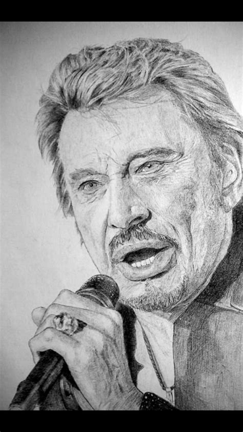 A Pencil Drawing Of A Man Holding A Microphone