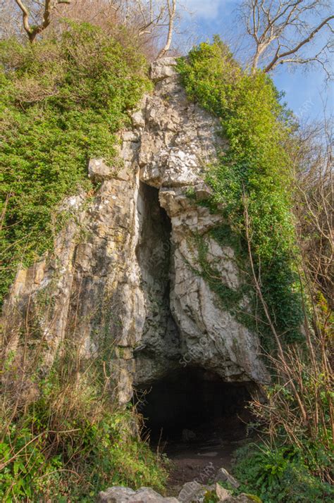 Entrance To Cathole Rock Cave Gower Wales Uk Stock Image C056