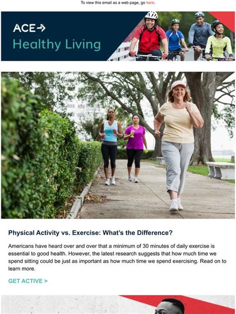 American Council On Exercise Ace Healthy Living Physical Activity Vs
