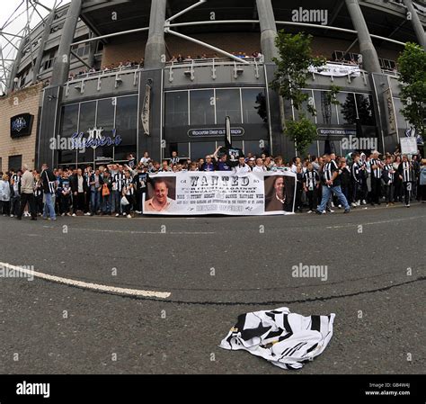 A Newcastle United Shirt Lies In The Road As Fans Protest Outside St