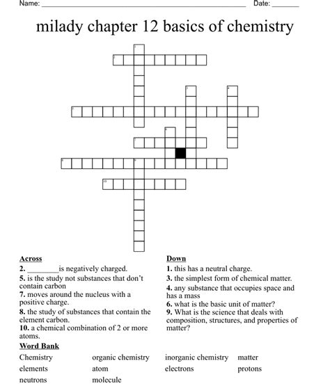 Milady Chapter 12 Basics Of Chemistry Crossword Wordmint