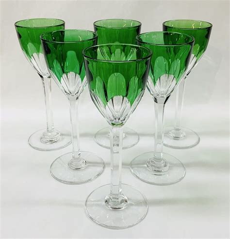 Baccarat Coloured Crystal Rhine Wine Glasses In “genova” Pattern