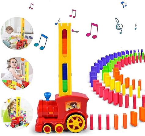 Domino Train Toy Set Dominoes Rally Electric Train With Lights And