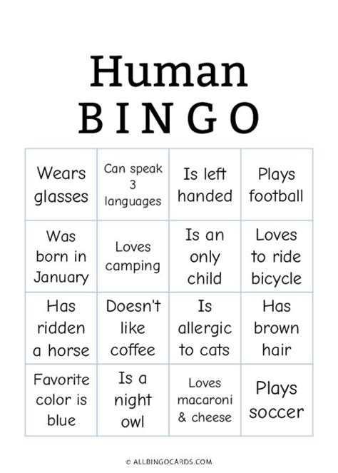 Human Bingo Template Icebreaker