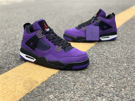 Travis Scott X Air Jordan 4 Purple Basketball Shoes On Sale