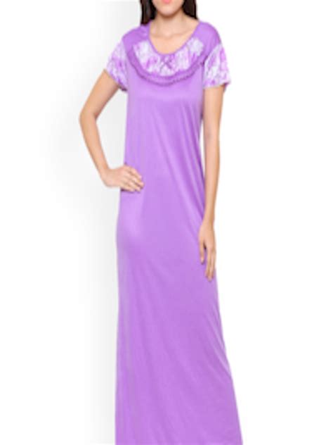 Buy Klamotten Purple Solid Nightdress Nightdress For Women 6625045