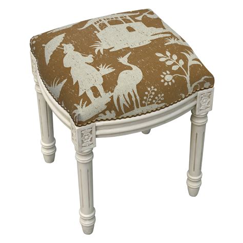 floral chinoiserie linen upholstered vanity stool wayfair