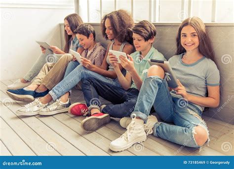 Teenagers With Gadgets Stock Image Image Of Beautiful 73185469