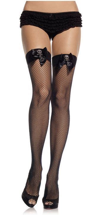 Fishnet Thigh Highs With Skulls Accessories Makeup Skull Clothing
