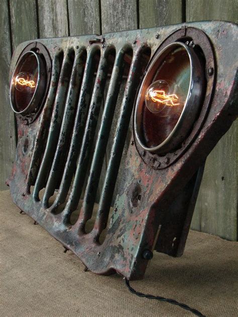 Items similar to classic gas station terrarium, automotive decor, home decor, office decor buy jackey awesome brand new 3d diy automobile car motor interior exterior decoration moulding. Upcycled Vintage Jeep Grill Lighted Wall Decor | Vintage ...